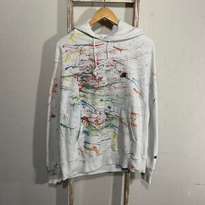 2000s Champion Reverse Weave Paint Splatter Pullover Hoodie Med